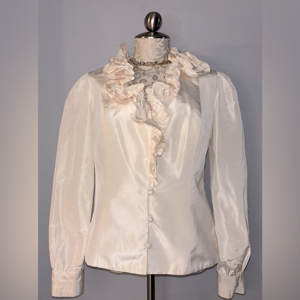 Rickie Freeman-Teri Jon 100% Silk Blouse Size 12. #L